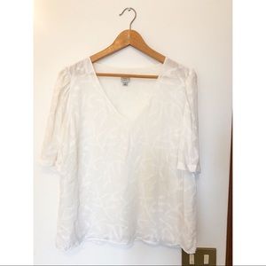 A New Day White 1/4 Sleeve Floral Blouse